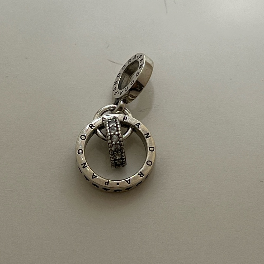 PANDORA LOGO CIRCLES DANGLE CHARM,STERLING SILVER 925